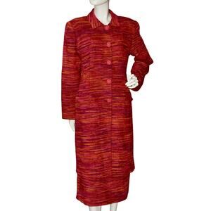 LILY & TAYLOR Haute Couture Designer Tweed Topper Coat & Skirt 2pc Set Size 12